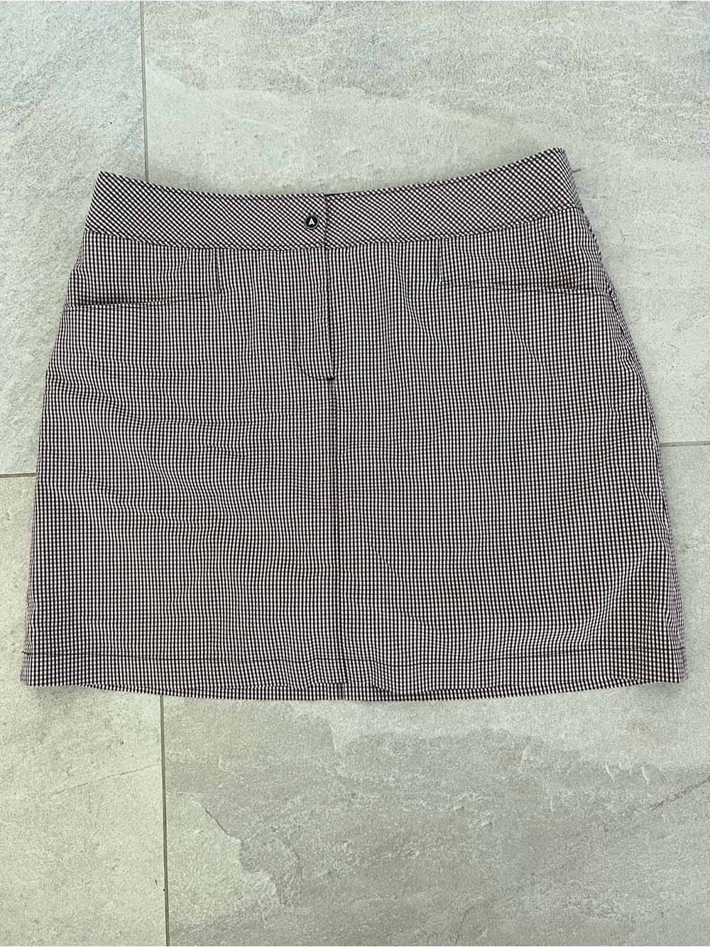 Black and White Gingham Mini Skort with Clean Waistband